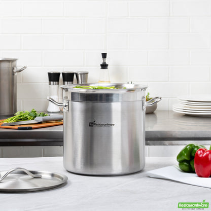 Wholesale Restaurantware 13.5 Qt Stainless Steel Stock Pot - Induction Ready - 14" X 10.8" X 10.3"- Bulk
