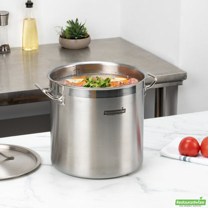 Wholesale Restaurantware Met Lux 21 Qt Stainless Steel Stock Pot - Induction Ready- Bulk