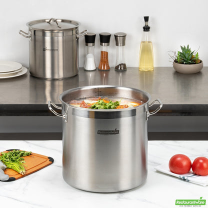Wholesale Restaurantware Met Lux 21 Qt Stainless Steel Stock Pot - Induction Ready- Bulk