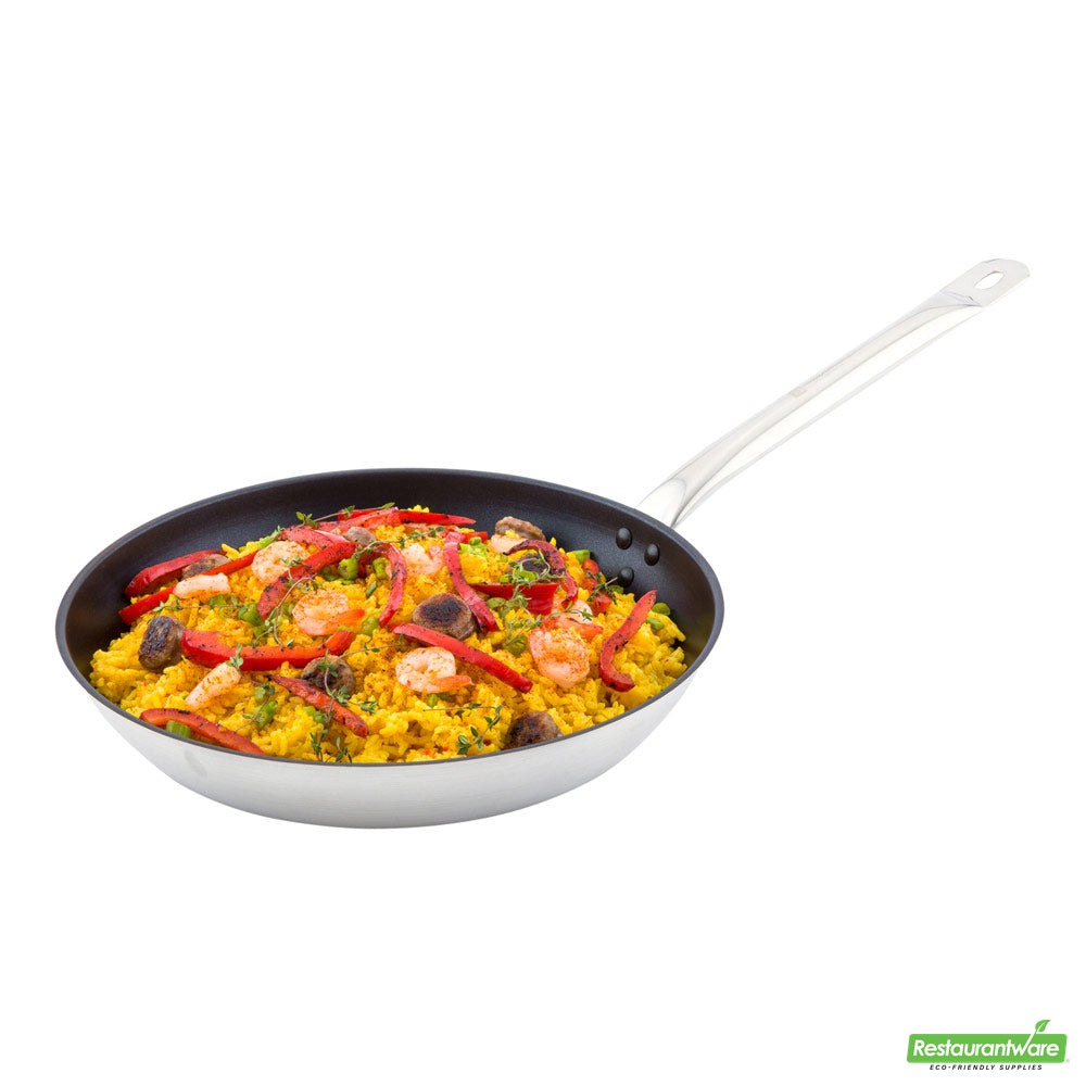Wholesale Restaurantware Met Lux Round Stainless Steel 12 Fry Pan - Non-Stick, Induction Ready- Bulk