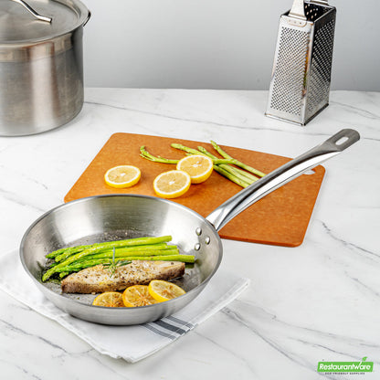 Wholesale Restaurantware Met Lux Round Stainless Steel 10 Fry Pan - Induction Ready- Bulk