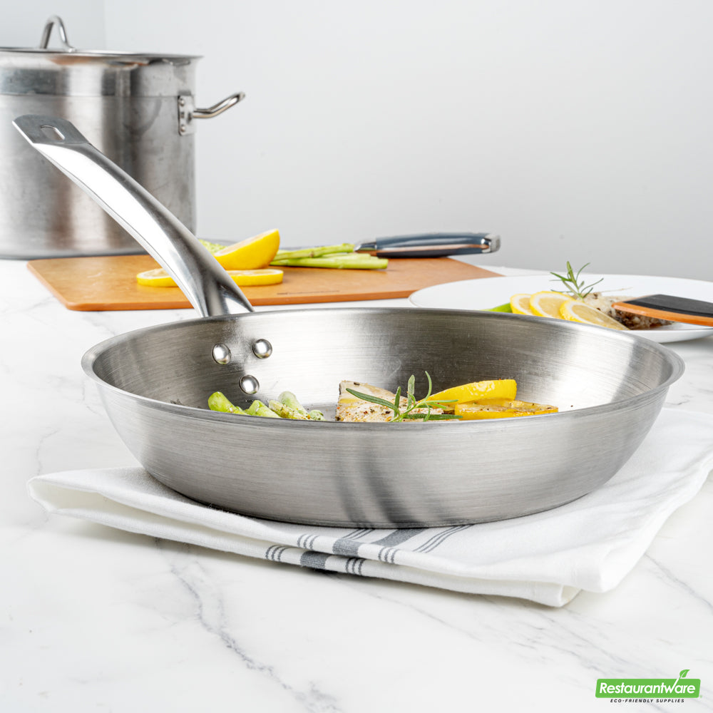 Wholesale Restaurantware Met Lux Round Stainless Steel 10 Fry Pan - Induction Ready- Bulk
