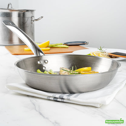 Wholesale Restaurantware Met Lux Round Stainless Steel 10 Fry Pan - Induction Ready- Bulk