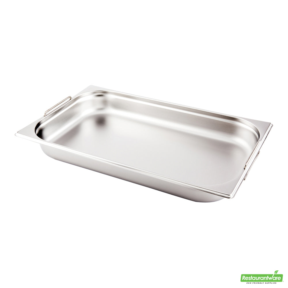 Wholesale Restaurantware Met Lux Rectangle Stainless Steel Full Size Steam Table Pan 2.5 Inch Deep - Anti Jam, Collapsible Handles- Bulk