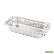 Wholesale Restaurantware Met Lux Rectangle Stainless Steel 1/3 Size Steam Table Pan 2.5 Inch Deep - Perforated, Anti Jam, Collapsible Handles- Bulk