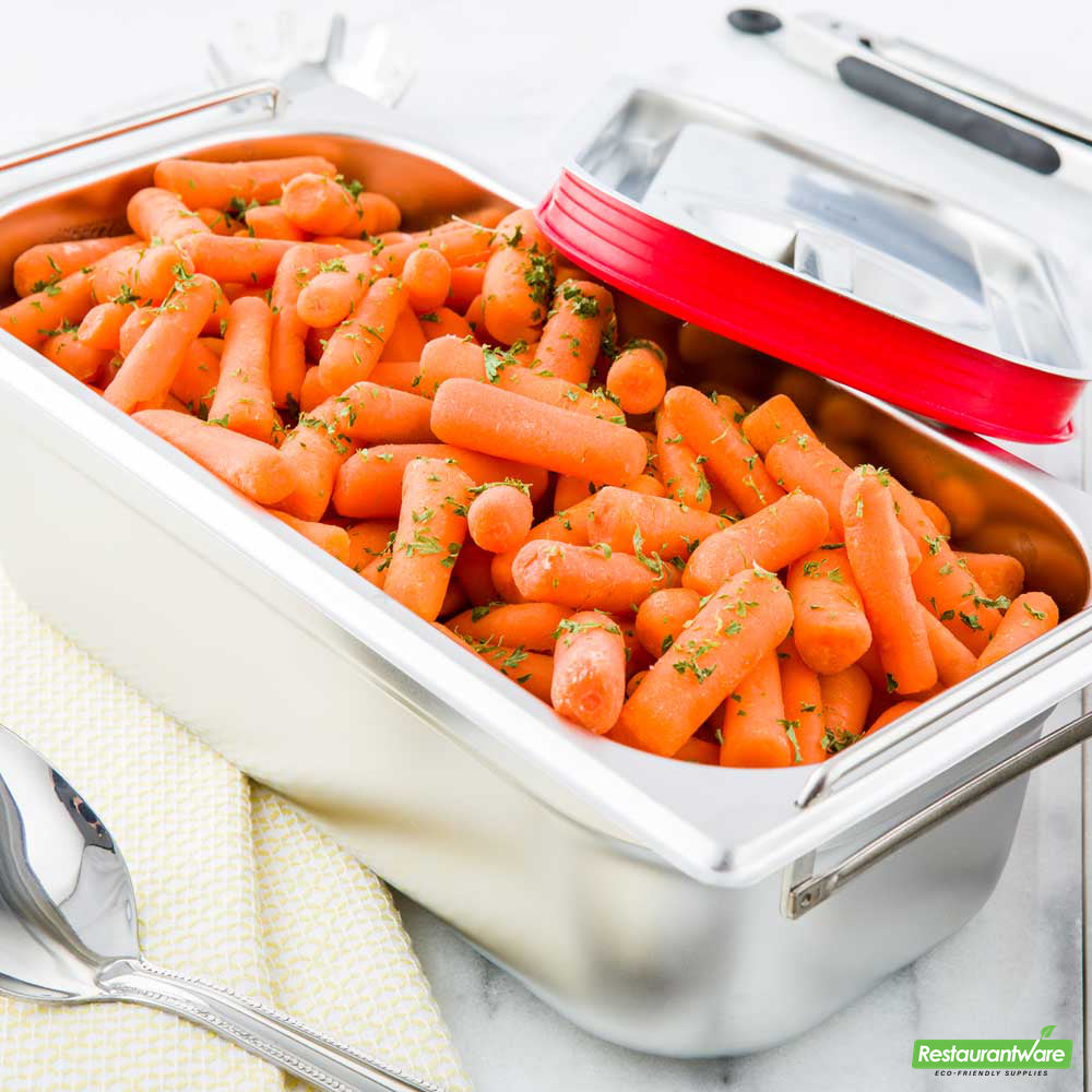 Wholesale Restaurantware Met Lux Rectangle Stainless Steel 1/3 Size Steam Table Pan 4 Inch Deep - Perforated, Anti Jam, Collapsible Handles- Bulk