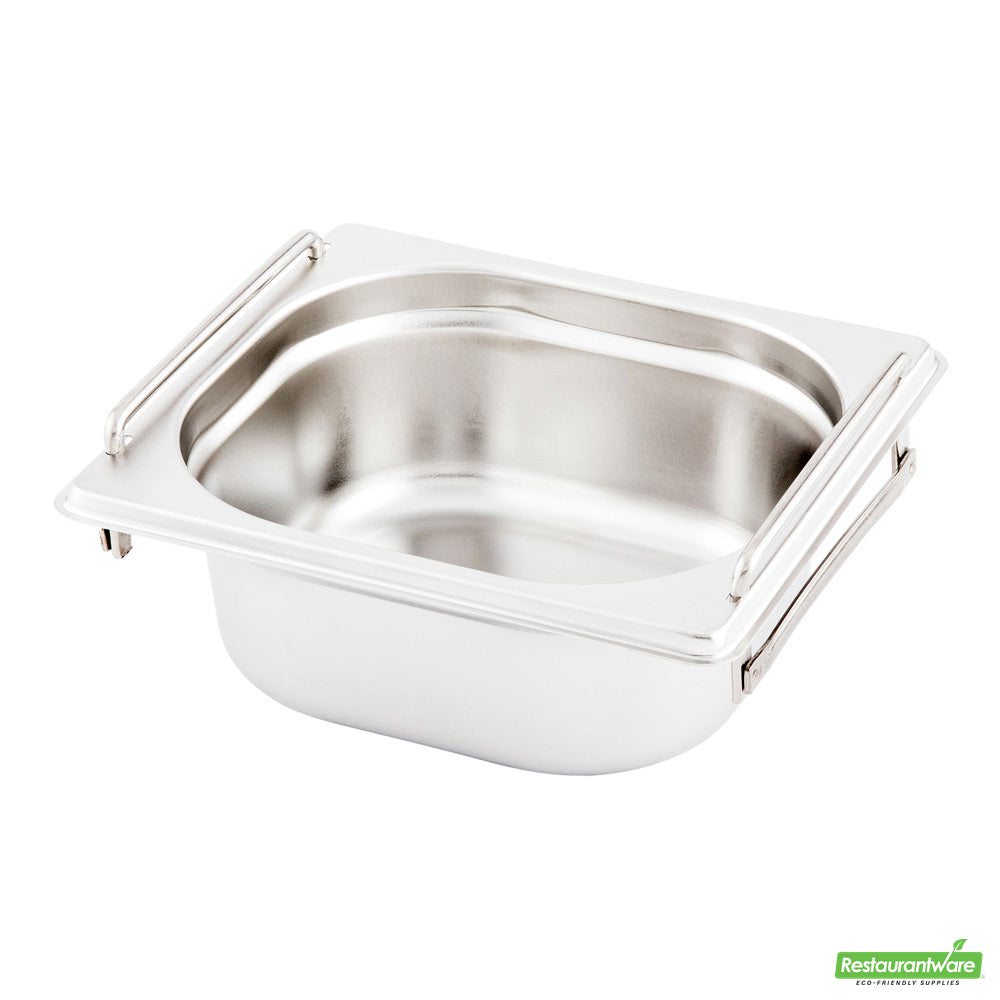 Wholesale Restaurantware Met Lux Rectangle Stainless Steel 1/6 Size Steam Table Pan 2.5 Inch Deep - Anti Jam, Collapsible Handles- Bulk