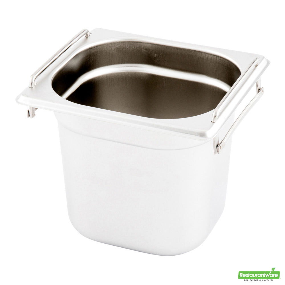 Wholesale Restaurantware Met Lux Rectangle Stainless Steel 1/6 Size Steam Table Pan - Anti Jam, Collapsible Handles- Bulk
