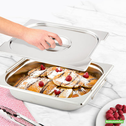 Wholesale Restaurantware Met Lux Rectangle Stainless Steel Lid - Fits 1/2 Size Steam Table Pan- Bulk