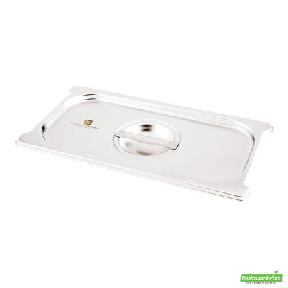 Wholesale Restaurantware Met Lux Rectangle Stainless Steel Lid - Fits 1/3 Size Steam Table Pan- Bulk