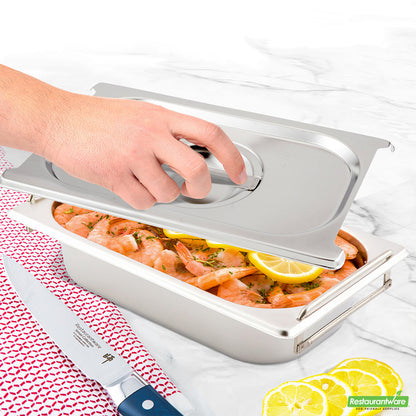 Wholesale Restaurantware Met Lux Rectangle Stainless Steel Lid - Fits 1/4 Size Steam Table Pan- Bulk
