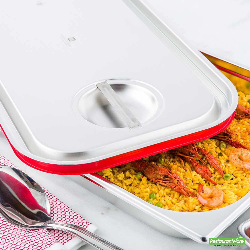 Wholesale Restaurantware Met Lux Rectangle Stainless Steel Travel Lid - Fits Full Size Steam Table Pan- Bulk