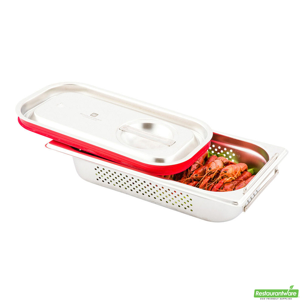 Wholesale Restaurantware Met Lux Rectangle Stainless Steel Travel Lid - Fits 1/3 Size Steam Table Pan- Bulk