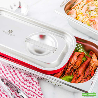 Wholesale Restaurantware Met Lux Rectangle Stainless Steel Travel Lid - Fits 1/3 Size Steam Table Pan- Bulk