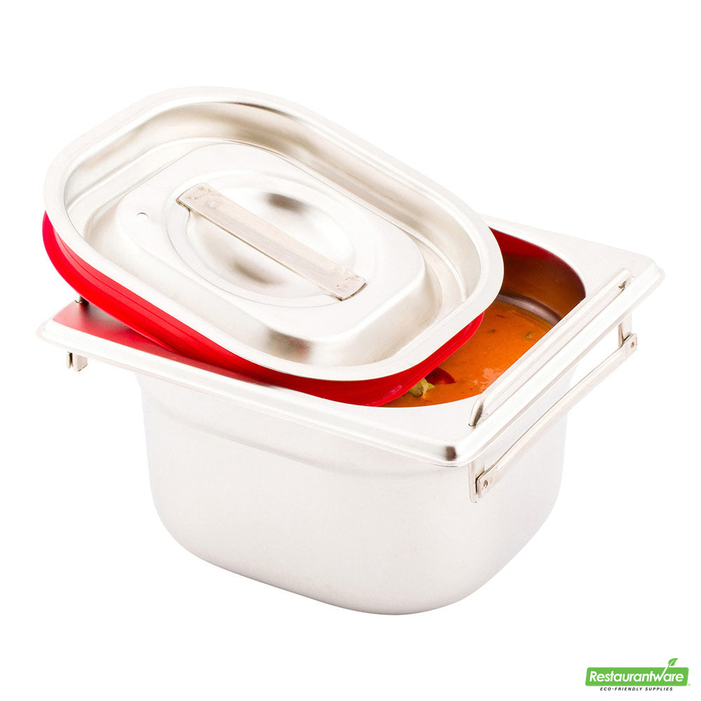Wholesale Restaurantware Met Lux Rectangle Stainless Steel Travel Lid - Fits 1/6 Size Steam Table Pan- Bulk