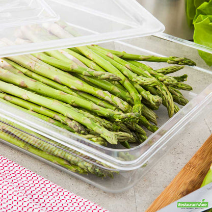 Wholesale Restaurantware Met Lux Rectangle Clear Plastic 1/2 Size Cold Food Storage Container - 2.5" Depth- Bulk