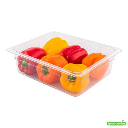 Wholesale Restaurantware Met Lux Rectangle Clear Plastic 1/2 Size Cold Food Storage Container - 4" Depth- Bulk