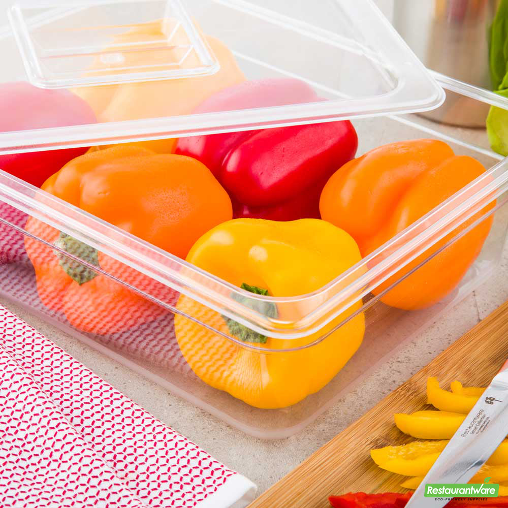 Wholesale Restaurantware Met Lux Rectangle Clear Plastic 1/2 Size Cold Food Storage Container - 4" Depth- Bulk
