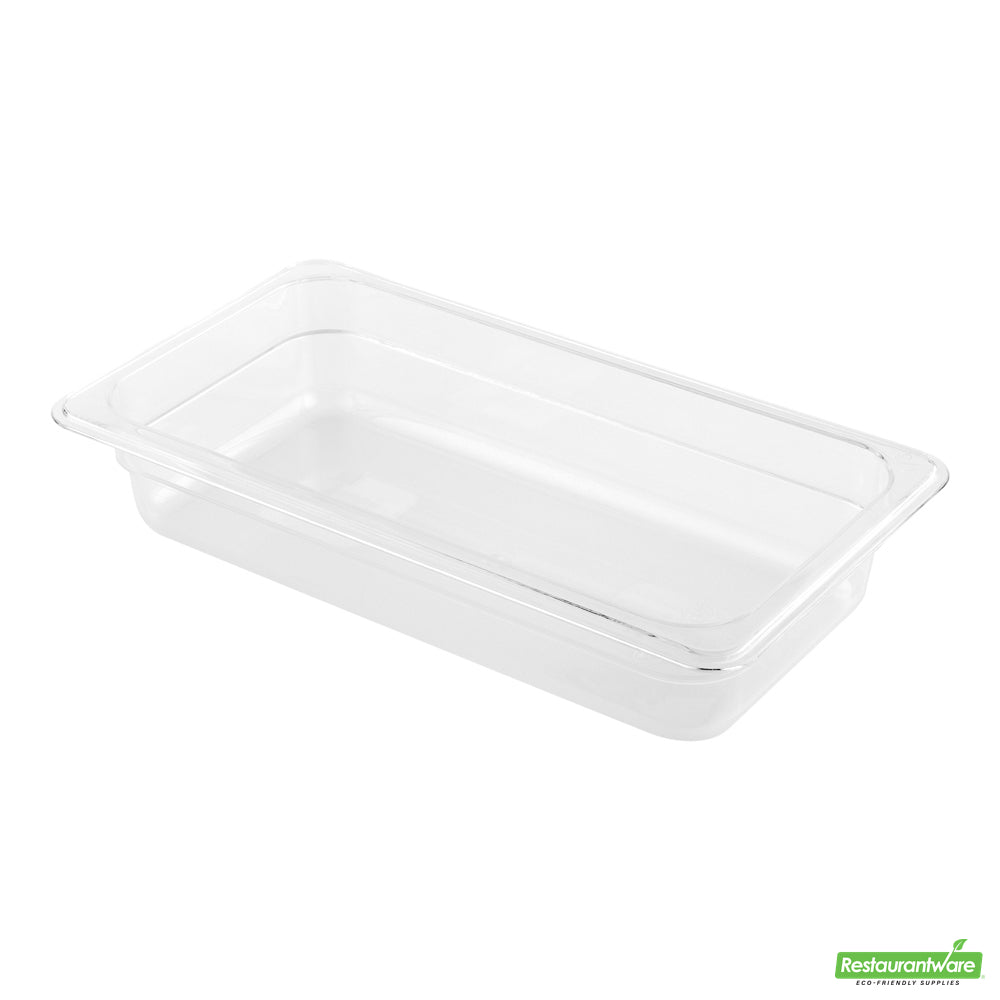 Wholesale Restaurantware Met Lux Rectangle Clear Plastic 1/3 Size Cold Food Storage Container - 2.5" Depth- Bulk