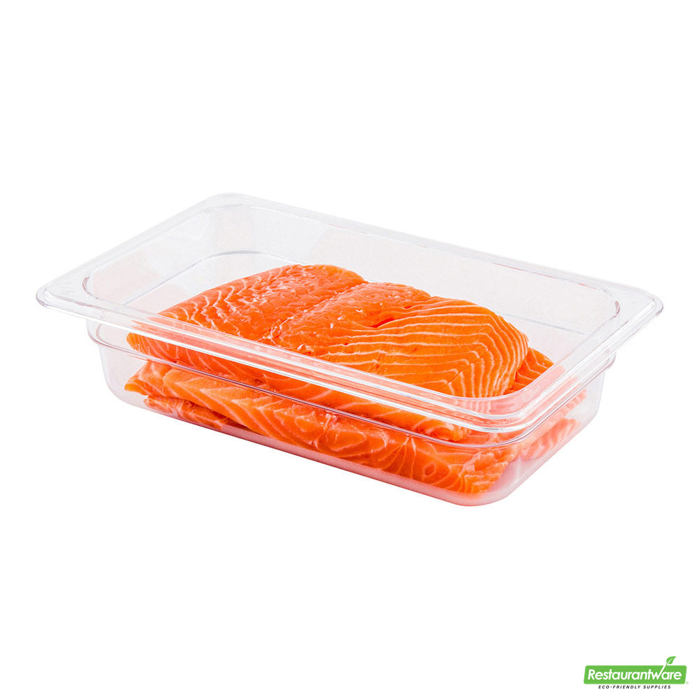 Wholesale Restaurantware Met Lux Rectangle Clear Plastic 1/4 Size Cold Food Storage Container - 2.5" Depth- Bulk