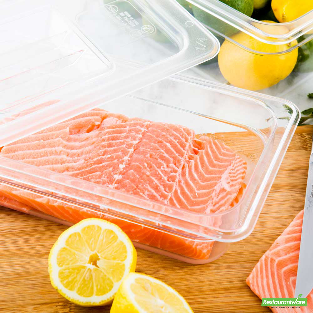 Wholesale Restaurantware Met Lux Rectangle Clear Plastic 1/4 Size Cold Food Storage Container - 2.5" Depth- Bulk