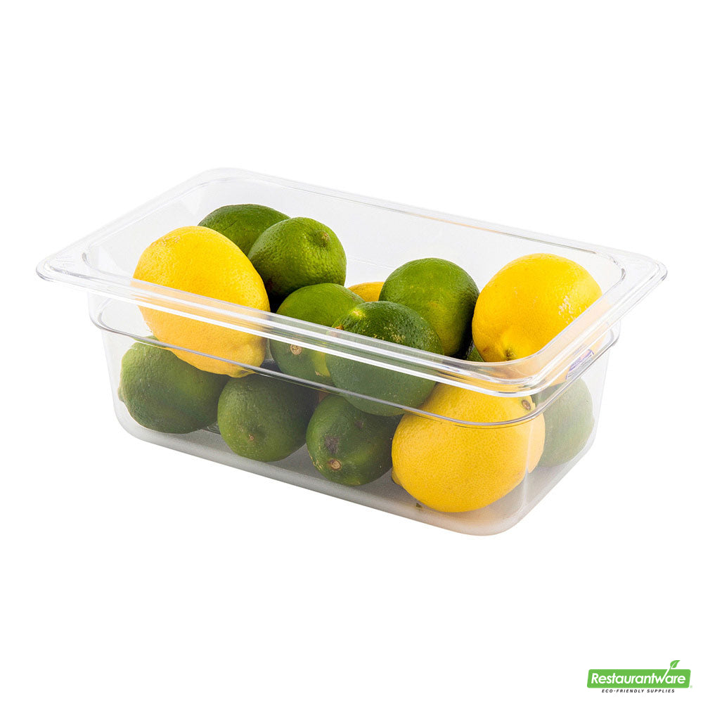 Wholesale Restaurantware Met Lux Rectangle Clear Plastic 1/4 Size Cold Food Storage Container - 4" Depth- Bulk