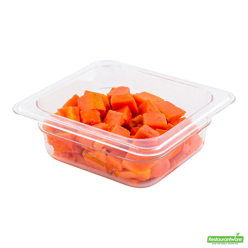 Wholesale Restaurantware Met Lux Rectangle Clear Plastic 1/6 Size Cold Food Storage Container - 2.5" Depth- Bulk
