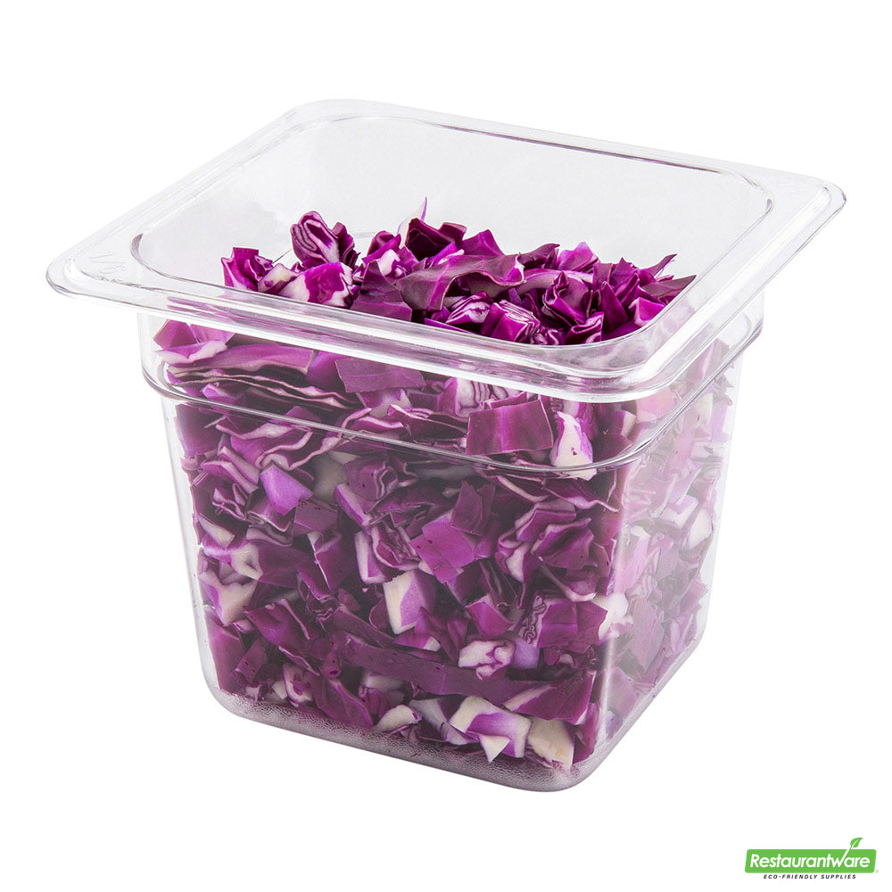 Wholesale Restaurantware Met Lux Rectangle Clear Plastic 1/6 Size Cold Food Storage Container - 6" Depth- Bulk