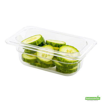 Wholesale Restaurantware Met Lux Rectangle Clear Plastic 1/9 Size Cold Food Storage Container - 2.5" Depth- Bulk