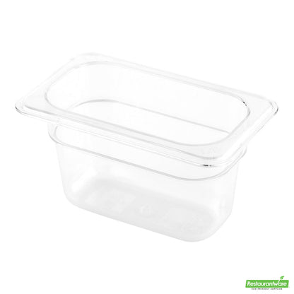 Wholesale Restaurantware Met Lux Rectangle Clear Plastic 1/9 Size Cold Food Storage Container - 4" Depth- Bulk