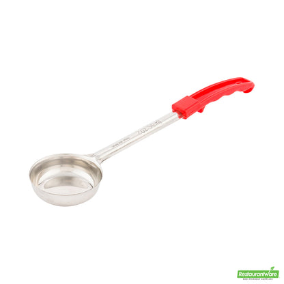 Wholesale Restaurantware Met Lux 2 Oz Stainless Steel Spoodle - Solid, with Red Handle- Bulk