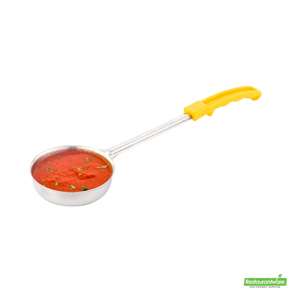 Wholesale Restaurantware Met Lux 5 oz Stainless Steel Spoodle - Solid, with Yellow Handle- Bulk