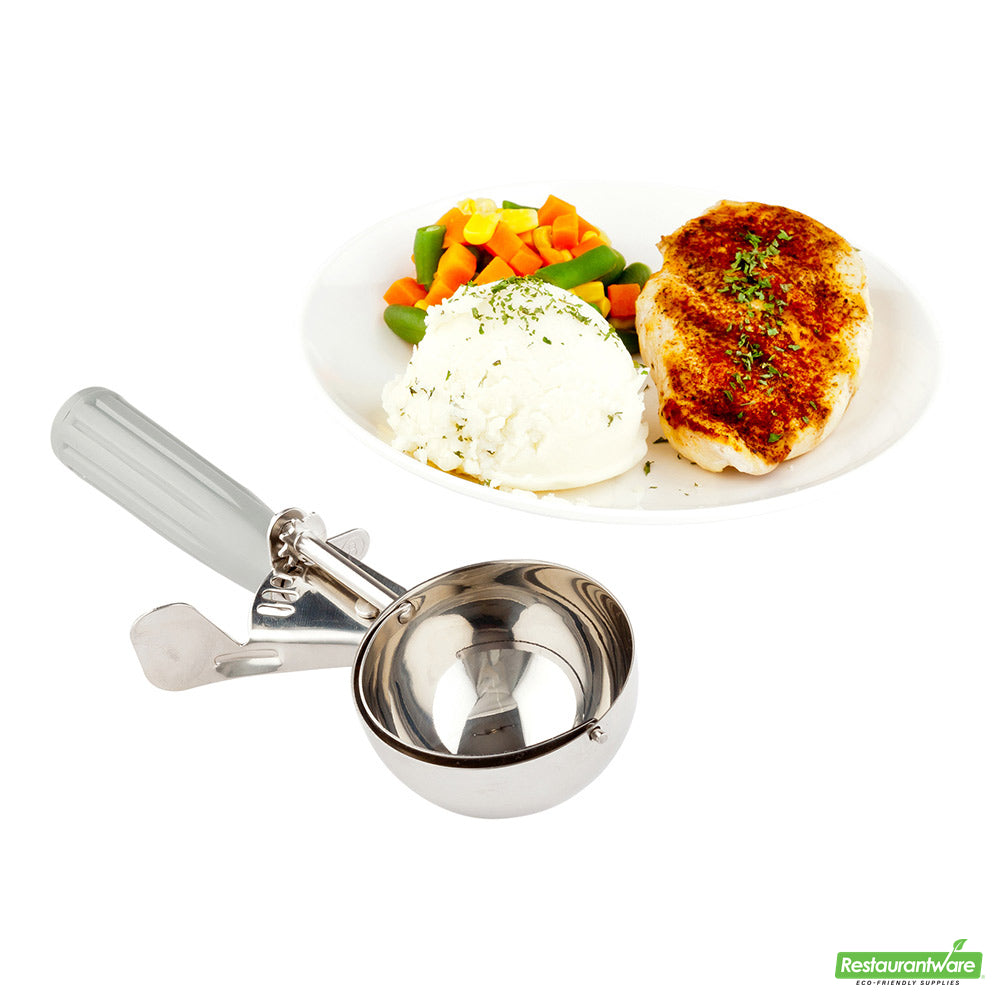 Wholesale Restaurantware Met Lux 4 Oz Stainless Steel #8 Portion Scoop - with Gray Handle- Bulk