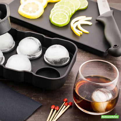 Wholesale Restaurantware Bar Lux Black Silicone Ice Mold - 2 Sphere, 6 Compartments- Bulk
