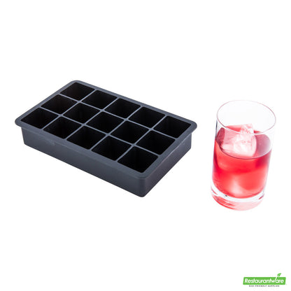 Wholesale Restaurantware Bar Lux Black Silicone Ice Mold - 1 1/4 Cube, 15 Compartments- Bulk