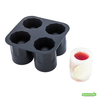 Wholesale Restaurantware Bar Lux Black Silicone Ice Mold - Shot Glass, 4 Compartments- Bulk