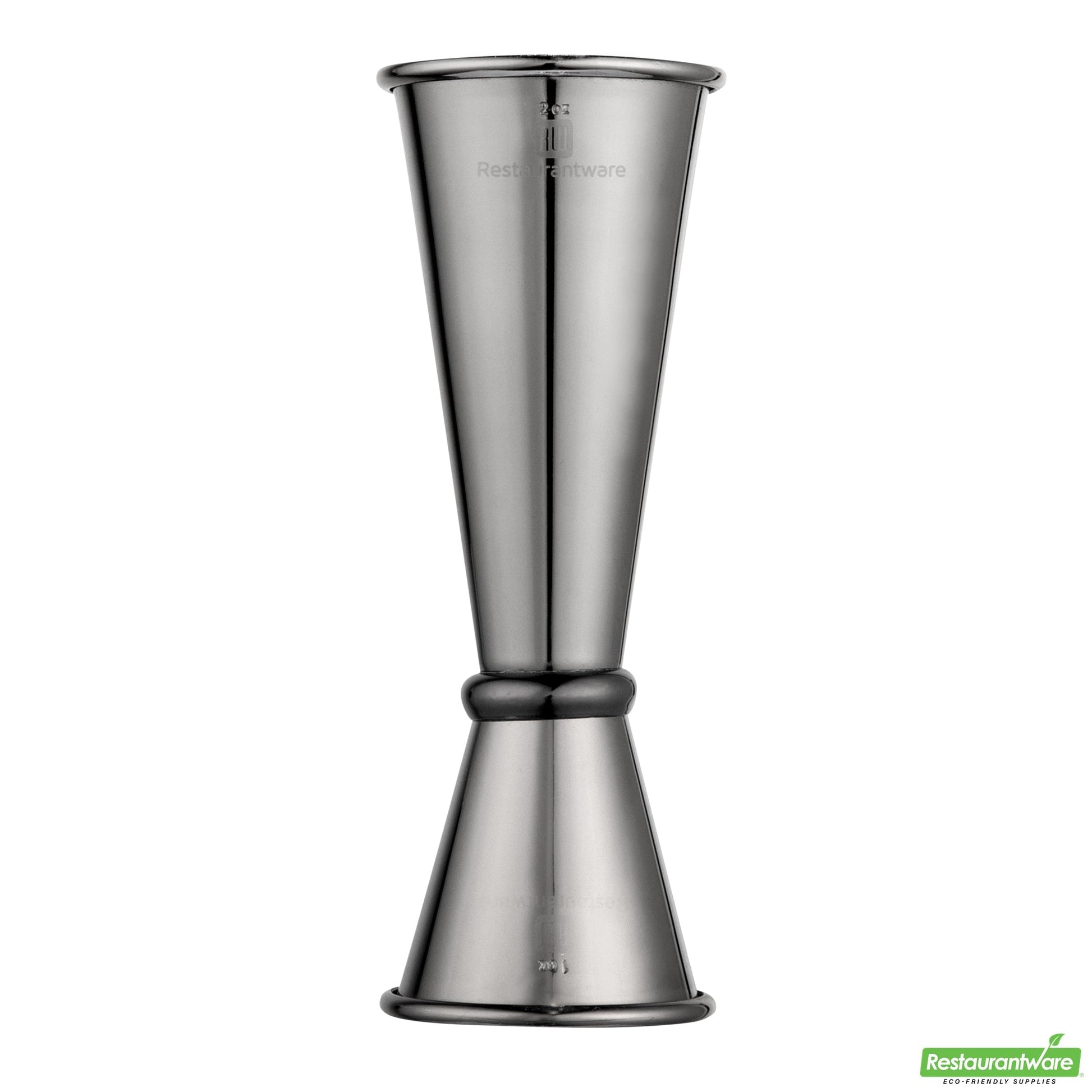 Wholesale Restaurantware Bar Lux 1 Oz / 2 Oz Black Stainless Steel Jigger - Japanese Style- Bulk
