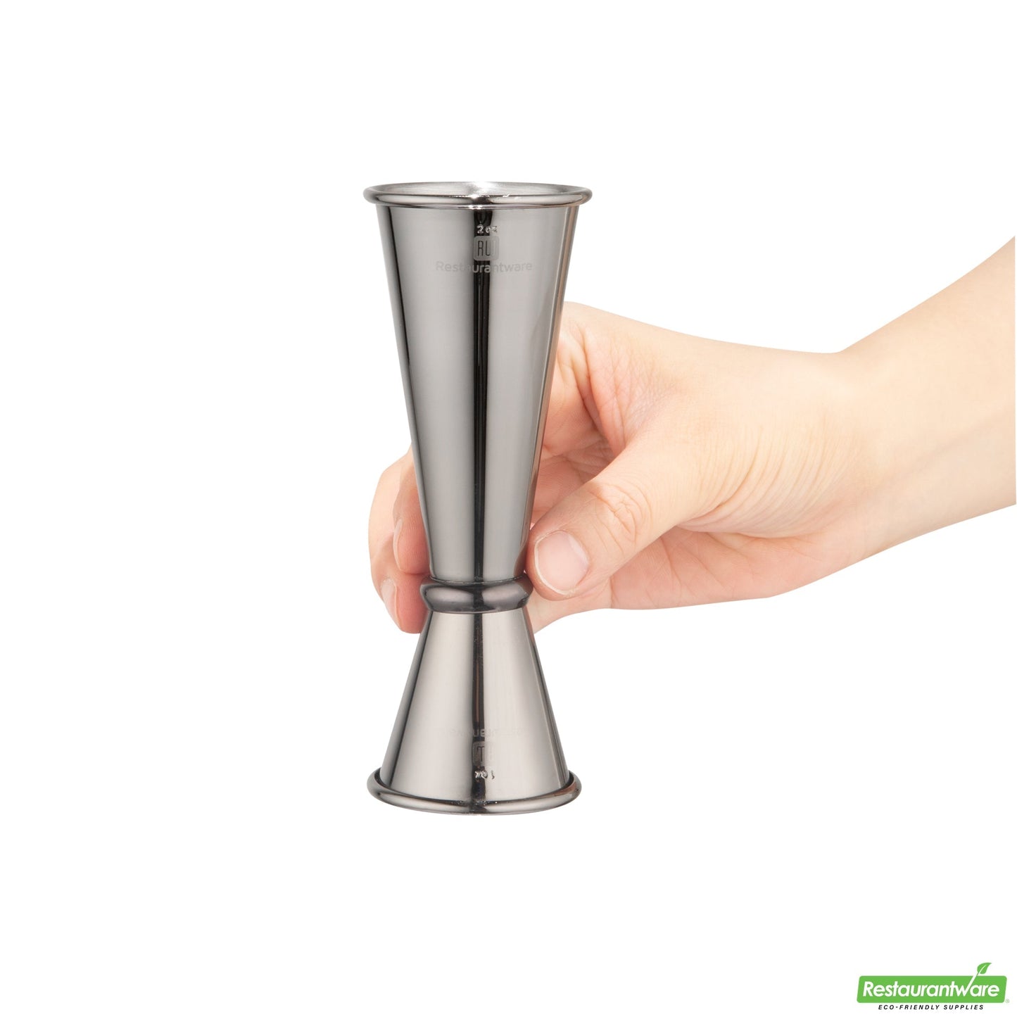 Wholesale Restaurantware Bar Lux 1 Oz / 2 Oz Black Stainless Steel Jigger - Japanese Style- Bulk
