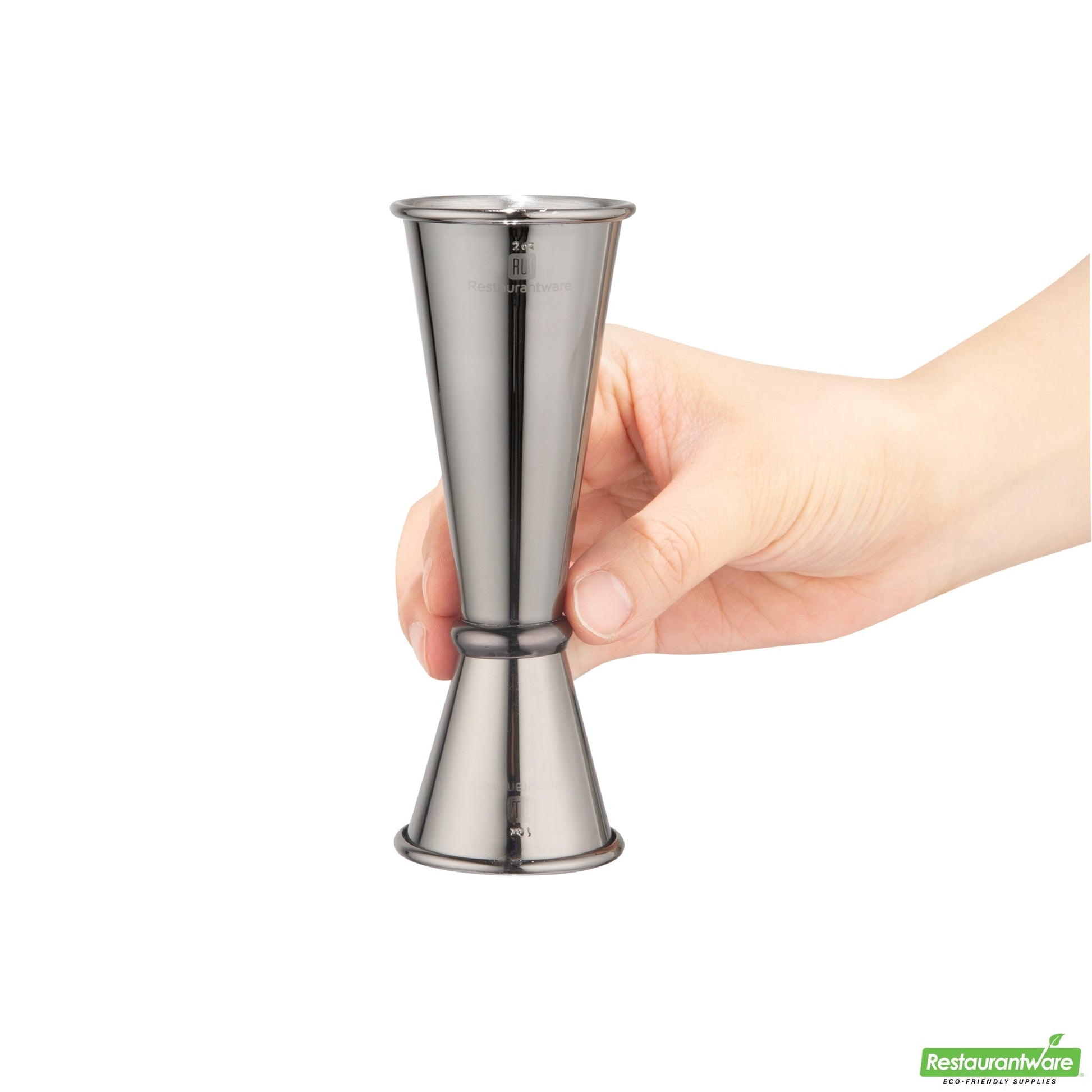 Wholesale Restaurantware Bar Lux 1 Oz / 2 Oz Black Stainless Steel Jigger - Japanese Style- Bulk