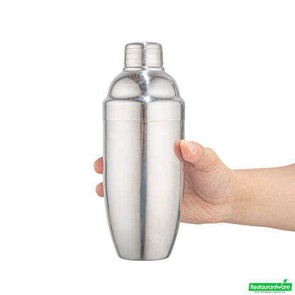 Wholesale Restaurantware Bar Lux 24 Oz Stainless Steel Cobbler Shaker - Mirrored Finish- Bulk