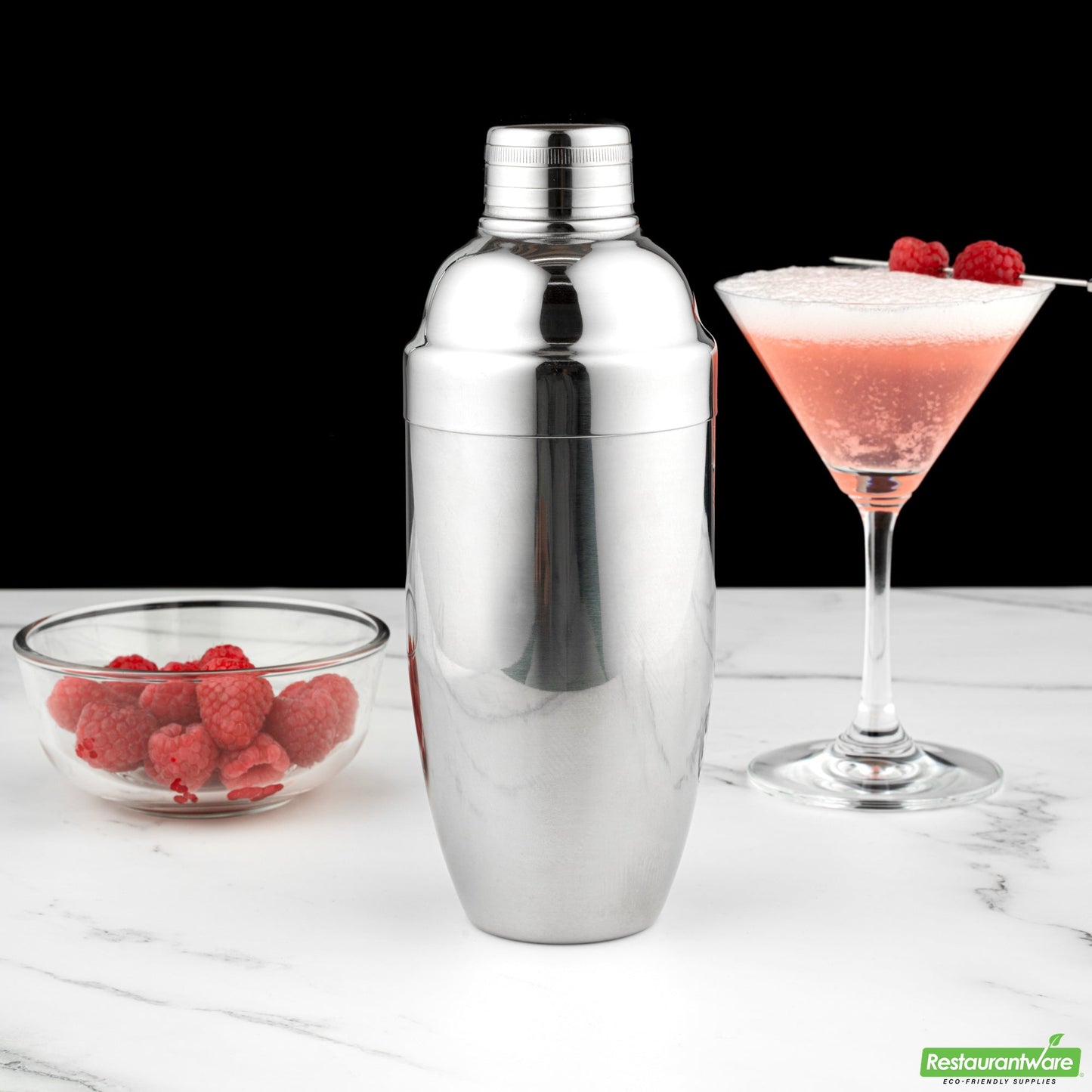 Wholesale Restaurantware Bar Lux 24 Oz Stainless Steel Cobbler Shaker - Mirrored Finish- Bulk
