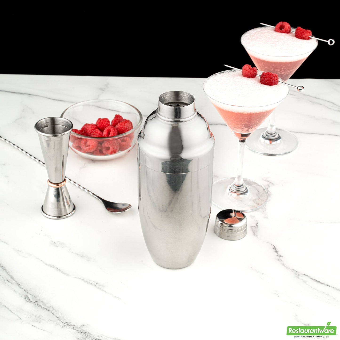 Wholesale Restaurantware Bar Lux 24 Oz Stainless Steel Cobbler Shaker - Mirrored Finish- Bulk