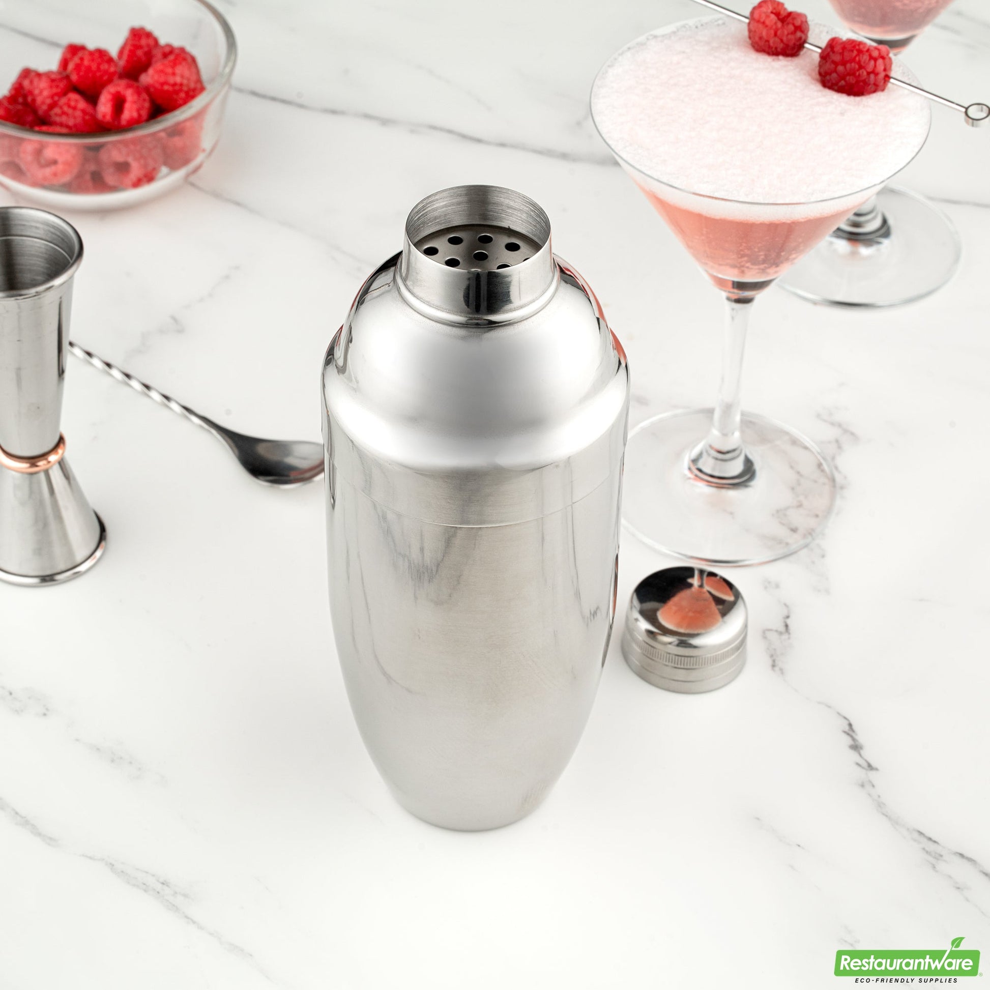Wholesale Restaurantware Bar Lux 24 Oz Stainless Steel Cobbler Shaker - Mirrored Finish- Bulk