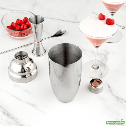 Wholesale Restaurantware Bar Lux 24 Oz Stainless Steel Cobbler Shaker - Mirrored Finish- Bulk