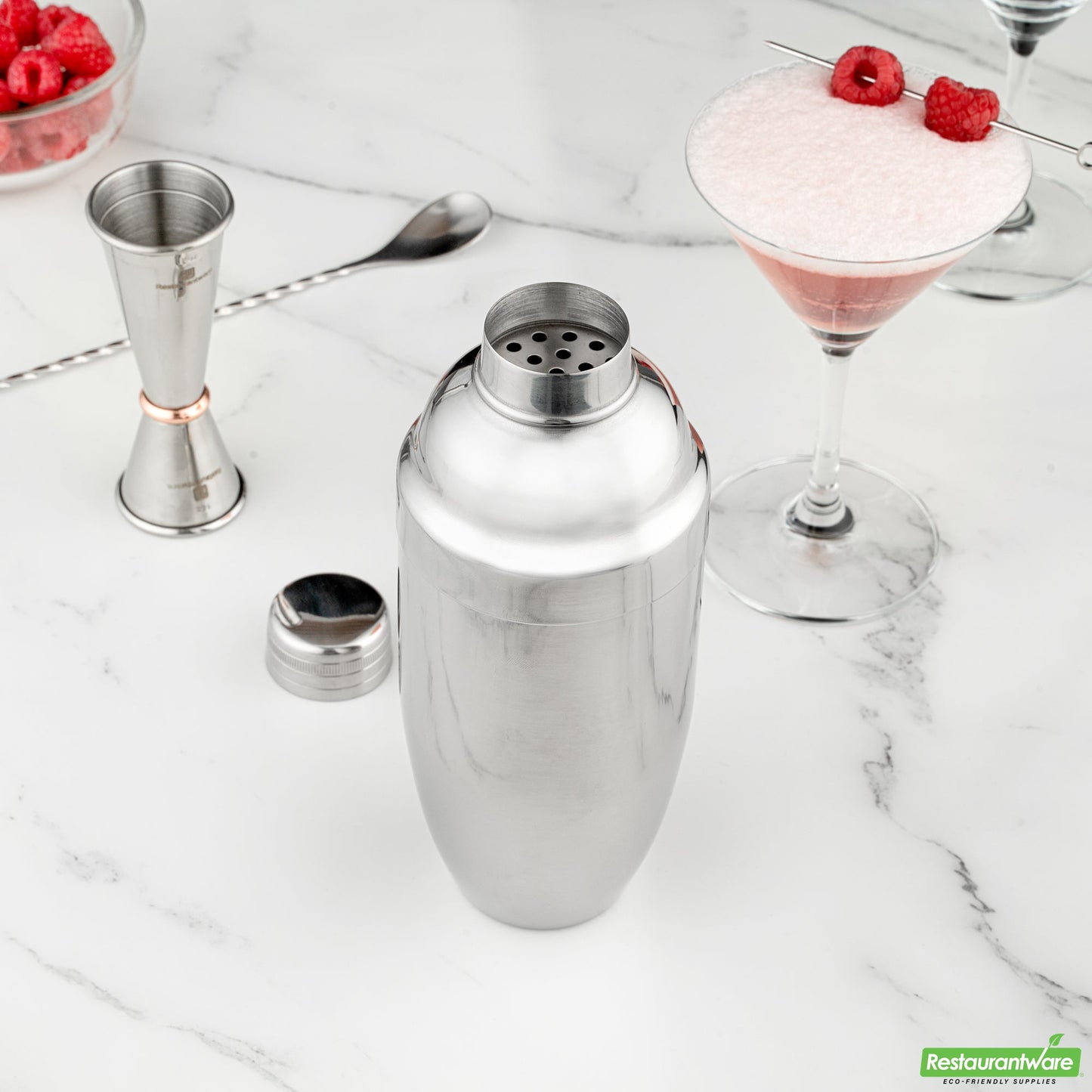 Wholesale Restaurantware Bar Lux 24 Oz Stainless Steel Cobbler Shaker - Mirrored Finish- Bulk