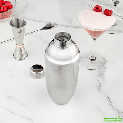 Wholesale Restaurantware Bar Lux 24 Oz Stainless Steel Cobbler Shaker - Mirrored Finish- Bulk