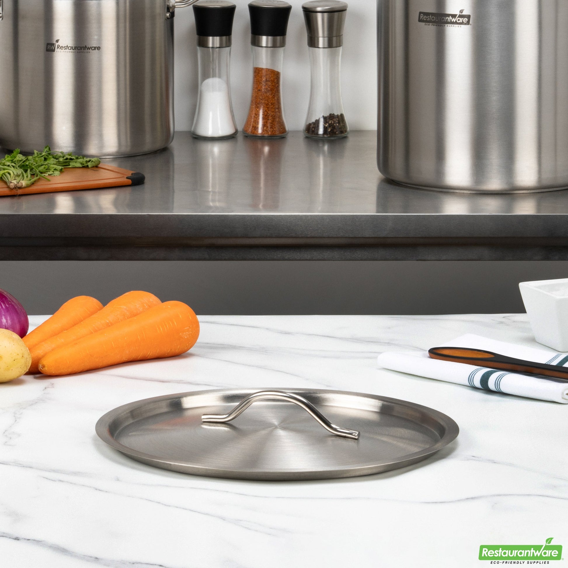 Wholesale Restaurantware Stainless Steel Sauce Pan Lid - Fits 21 Qt - 11.8" X 11.8" X 1.5"- Bulk
