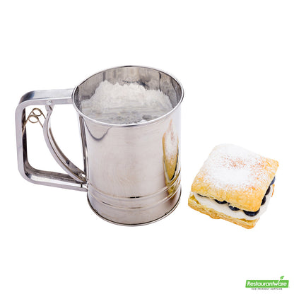 Wholesale Restaurantware 2.5 Cup Stainless Steel Flour Sifter with Trigger Action Handle- Bulk