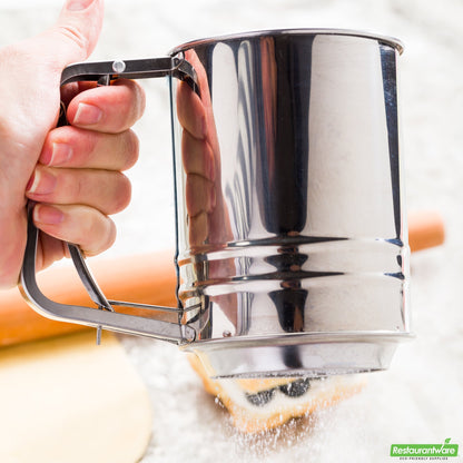 Wholesale Restaurantware 2.5 Cup Stainless Steel Flour Sifter with Trigger Action Handle- Bulk