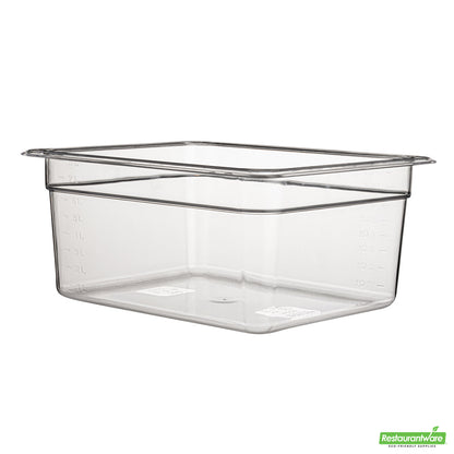 Wholesale Restaurantware Met Lux Rectangle Clear Plastic 1/2 Size Cold Food Storage Container - 6" Depth- Bulk